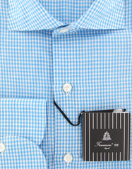 Finamore Napoli Turquoise Micro-Check Shirt - Extra Slim - (2018022316) - Parent