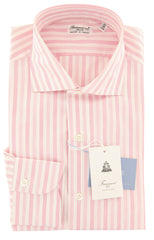 Finamore Napoli Pink Striped Cotton Shirt - Extra Slim - 15/38 - (FC)