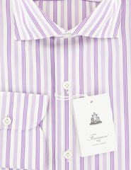 Finamore Napoli Purple Striped Cotton Shirt - Slim - (H8) - Parent