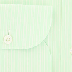Finamore Napoli Light Green Striped Cotton Shirt - Slim - (FX) - Parent