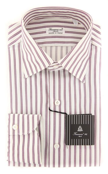 Finamore Napoli White Striped Shirt - Extra Slim - (F1171810) - Parent