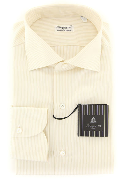 Finamore Napoli Cream Striped Shirt - Extra Slim - (2018031611) - Parent