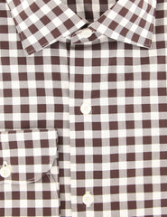 Finamore Napoli Dark Brown Check Cotton Shirt - Extra Slim - (FK) - Parent