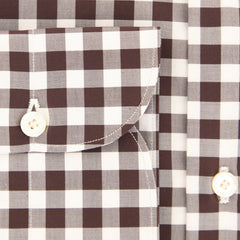 Finamore Napoli Dark Brown Check Cotton Shirt - Extra Slim - (FK) - Parent