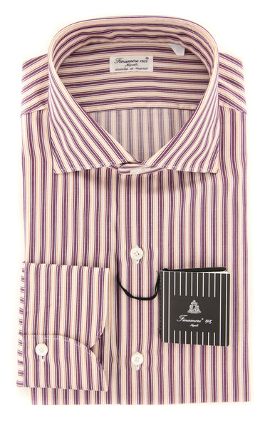 Finamore Napoli Brown Striped Shirt - Extra Slim - (FN-MIL81005503) - Parent