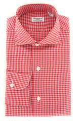 Finamore Napoli Red Shephard's Shirt - Extra Slim - 14.5/37 -(F117189)