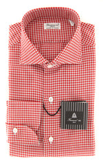 Finamore Napoli Red Micro-Check Shirt - Slim - 14.5/37 - (FN831171)