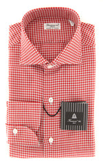 Finamore Napoli Red Micro-Check Shirt - Slim - 14.5/37 - (FN831171)