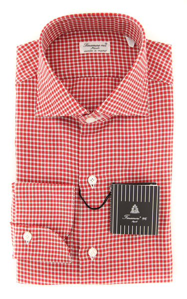 Finamore Napoli Red Micro-Check Shirt - Slim - (FN831171) - Parent