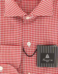 Finamore Napoli Red Micro-Check Shirt - Slim - (FN831171) - Parent