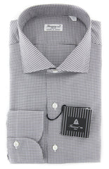 Finamore Napoli Brown Micro-Check Shirt - Slim - 15.75/40 - (FN818175)