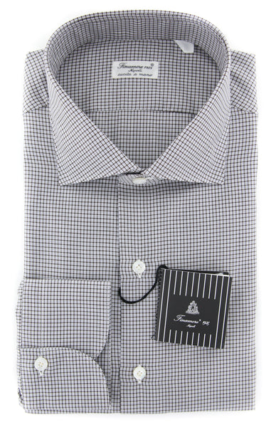 Finamore Napoli Brown Micro-Check Shirt - Slim - (FN818175) - Parent