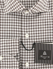 Finamore Napoli Brown Micro-Check Shirt - Slim - (FN818171) - Parent