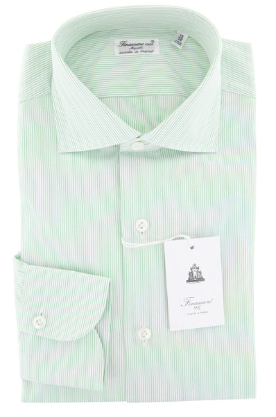 Finamore Napoli Green Striped Cotton Shirt - Slim - (E7) - Parent