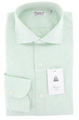 Finamore Napoli Green Striped Cotton Shirt - Slim - 15/38 - (E7)