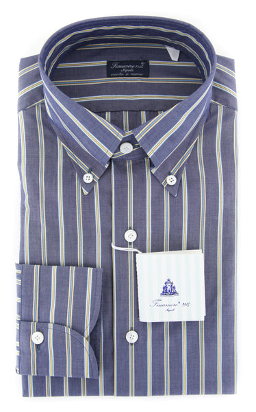 Finamore Napoli Navy Blue Striped Shirt - Slim - (2018030132) - Parent