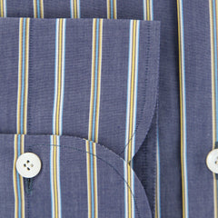 Finamore Napoli Navy Blue Striped Shirt - Slim - (2018030132) - Parent