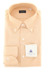 Finamore Napoli Orange Striped Shirt - Slim - 15.75/40 - (2018031429)