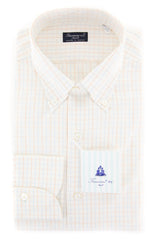 Finamore Napoli Off White Check Shirt - Slim - 15.75/40 - (201803146)