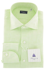Finamore Napoli Light Green Solid Linen Shirt - Slim - (908) - Parent