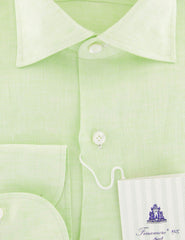 Finamore Napoli Light Green Solid Linen Shirt - Slim - (908) - Parent