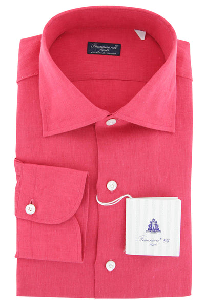 Finamore Napoli Pink Striped Cotton Blend Shirt - Slim - (911) - Parent