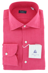 Finamore Napoli Pink Solid Linen Shirt - Slim - (767) - Parent