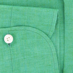 Finamore Napoli Green Solid  Linen Shirt - Slim - (900) - Parent