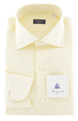 Finamore Napoli Yellow Solid Linen Shirt - Slim - 15.5/39 - (907)