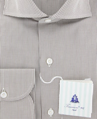 Finamore Napoli Brown Micro-Check Cotton Shirt - Slim - (YO) - Parent