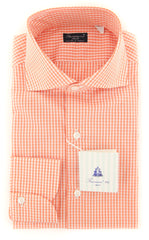 Finamore Napoli Orange Check Shirt - Slim - (2018031426) - Parent