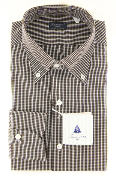 Finamore Napoli Dark Brown Check Shirt - Slim - (2018022843) - Parent