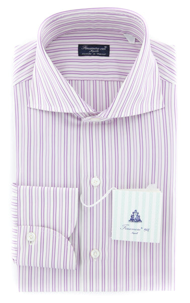 Finamore Napoli Lavender Striped Shirt - Slim - (FN824171) - Parent