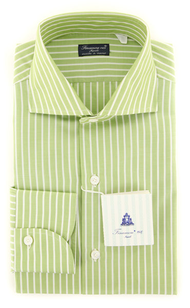 Finamore Napoli Light Green Striped Shirt - Slim - (2018030125) - Parent