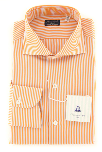 Finamore Napoli Orange Striped Shirt - Slim - (FN1810162) - Parent