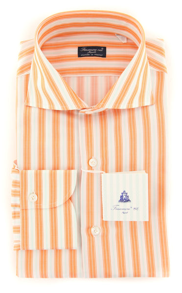 Finamore Napoli Orange Striped Shirt - Slim - (FN824174) - Parent