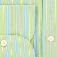 Finamore Napoli Light Green Striped Shirt - Slim - (2018030129) - Parent