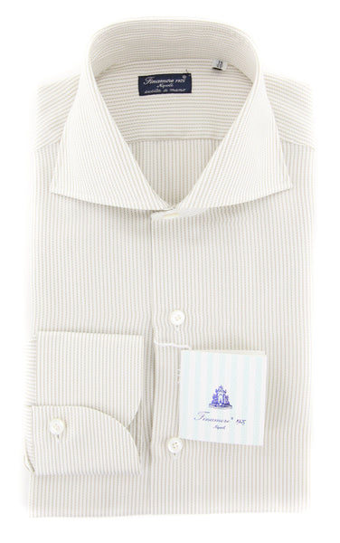 Finamore Napoli Beige Striped Shirt - Slim - (FN821174) - Parent