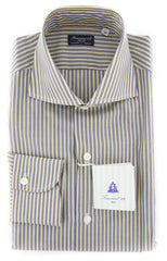 Finamore Napoli Gray Striped Shirt - Slim - 15.5/39 - (FN88174)