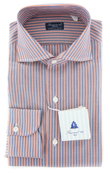 Finamore Napoli Orange Striped Shirt - Slim - (FN1215174) - Parent