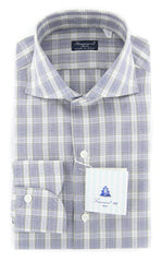 Finamore Napoli Light Gray Plaid Shirt - Slim - 15/38 - (FN85171)