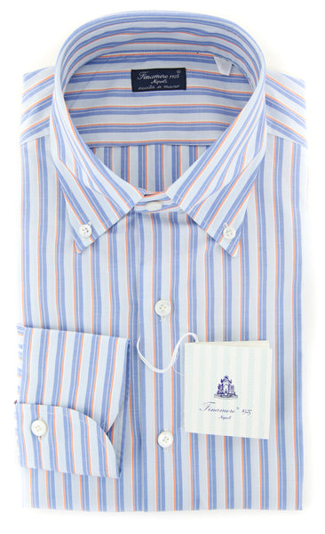 Finamore Napoli Light Blue Striped Shirt - Slim - (2018031412) - Parent