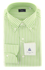 Finamore Napoli Light Green Striped Shirt - Slim - 15.5/39-(2018030124)