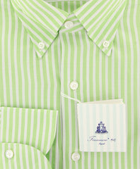 Finamore Napoli Light Green Striped Shirt - Slim - (2018030124) - Parent