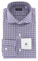 Finamore Napoli Purple Check Cotton Shirt - Slim - 16/41 - (741)