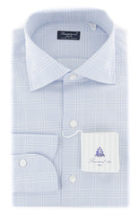Finamore Napoli Light Blue Check Cotton Shirt - Slim - 15/38 - (744)