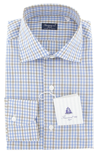 Finamore Napoli White Check Cotton Blend Shirt - Slim - (945) - Parent