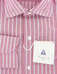 Finamore Napoli Pink Striped Cotton Blend Shirt - Slim - (911) - Parent