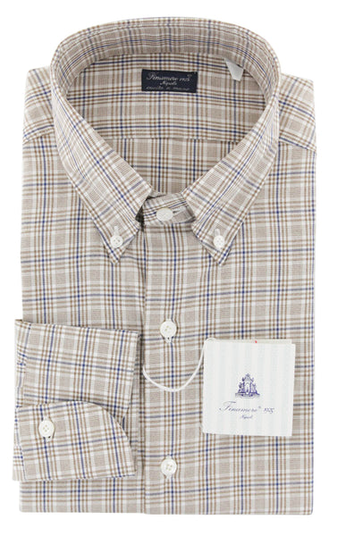 Finamore Napoli Brown Check Cotton Shirt - Slim - (752) - Parent
