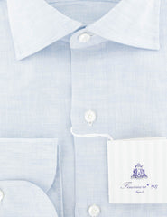Finamore Napoli Light Blue  Solid  Linen Shirt - Slim - (903) - Parent
